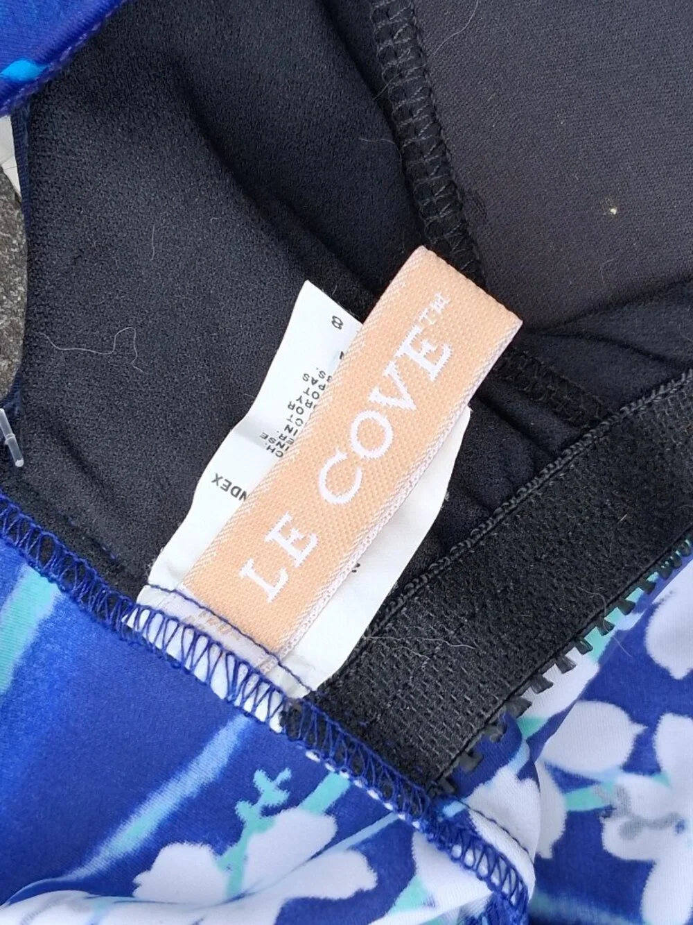 new Le Cove Size 8 Modest Swim Shorts Swimsuit One Piece Floral Black Blue - Picture 5 of 9